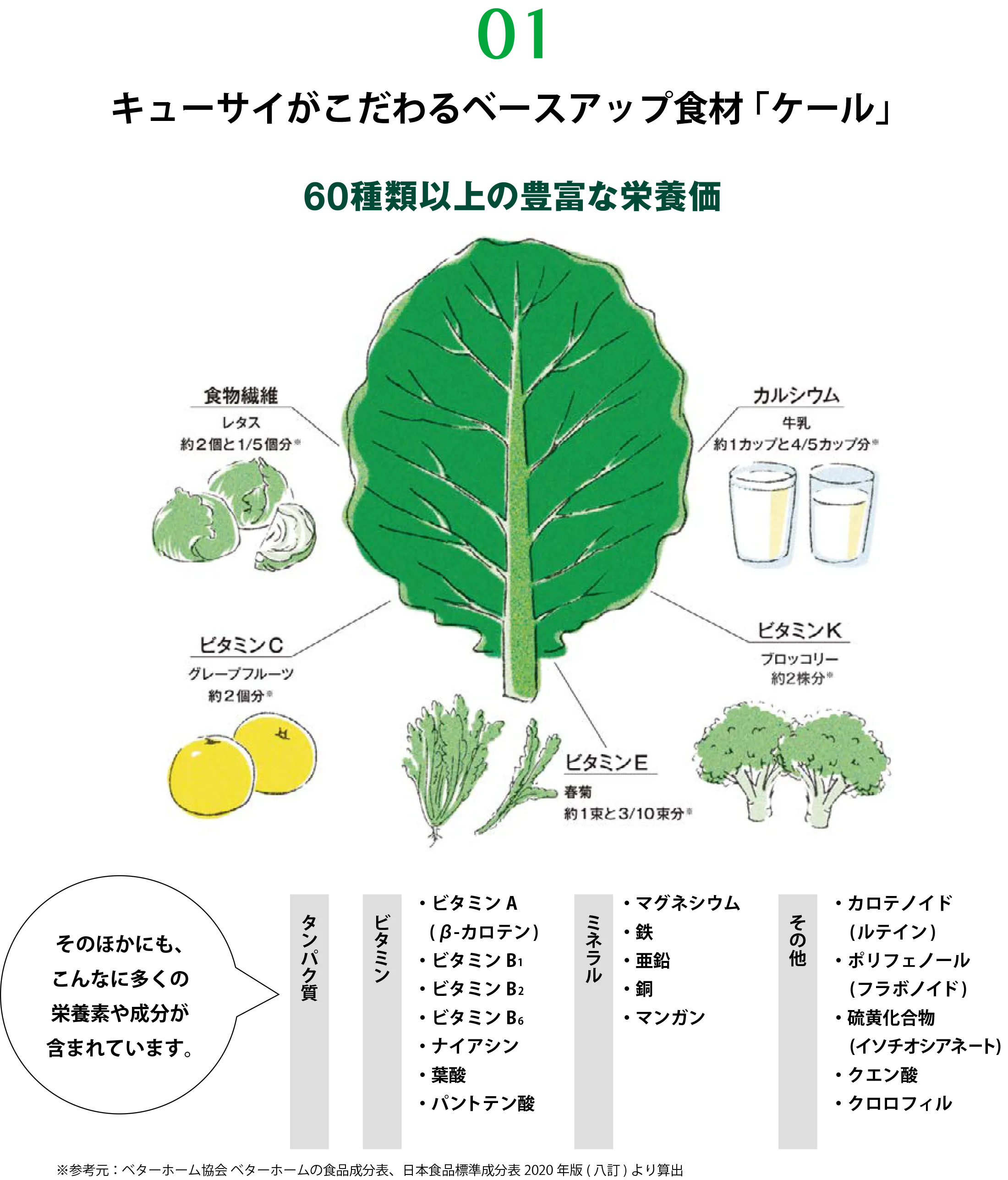 01 キューサイがこだわるベースアップ食材「ケール」